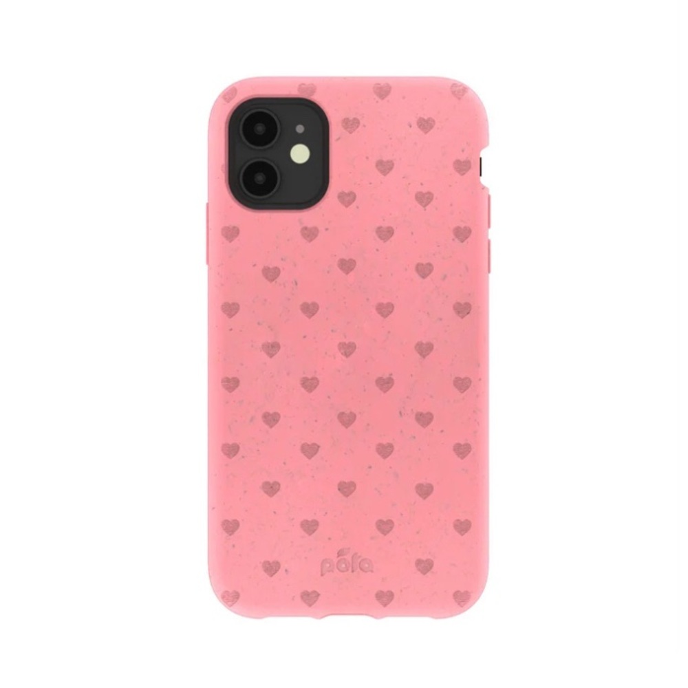 ⭐️NEW⭐️PELA Bubblegum Pink Hearts iPhone 11 Case •Made in 🇨🇦 •Non-Toxic